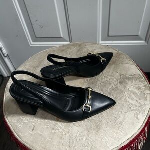 BCBGeneration Glastin Pump Black Pointed Slingback Heels with horsebit details 7